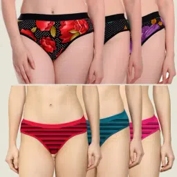 AROUSY Black & Red Striped Hipster Panties - Pack Of 6-picture-36