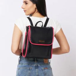 Caprese Black Faux Leather Medium Laptop Messenger Bag-image-17