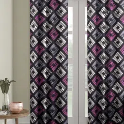 Romee Grey & Purple Velvet 7 ft Door Curtain - Single Piece-15