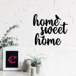 Home Sweet Home with Birds' Black Engineered Wood Wall Art Cutout-47