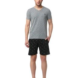 Vimal Jonney Grey & Black Printed T-Shirt & Shorts-image-42