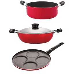 Nirlon Non-Stick Red Aluminium Kitchenware Kitchen Cooking Utencil Gift set of 3-Pieces-image-67