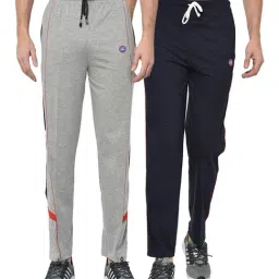 Vimal Jonney Grey & Navy Regular Fit Trackpants - Pack of 2-image-37