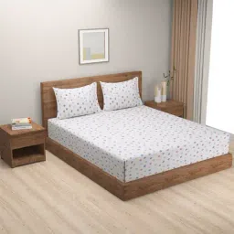 Swayam Zinnia Geometric Grey 240 TC Cotton Queen Bed Sheet with 2 Pillow Covers-image-48