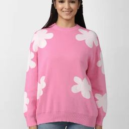Forever 21 Pink Floral Print Sweater-image-54
