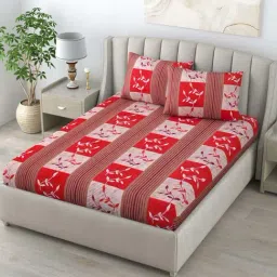 Living Roots Green & Blue Polyester 120 TC Queen Bedsheet with 2 Pillow Covers-image-74