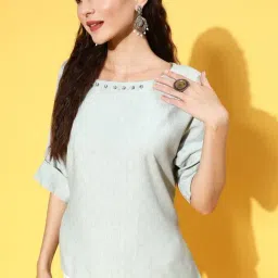 Jaipur Kurti Blue Regular Fit Top-image-18