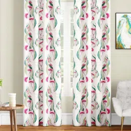 SEJ by Nisha Gupta Off-White Polyester 9 Ft. Long Door Curtain - Set of 2-13