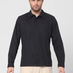 SELECTED HOMME Black Cotton Comfort Fit Shirt-image-51