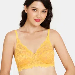Rosaline by Zivame Yellow Lace Full Coverage Double Layered Everyday Bra-picture-27