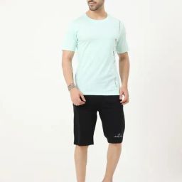 Masculino Latino Green & Black Regular Fit Printed Nightwear Set-image-70