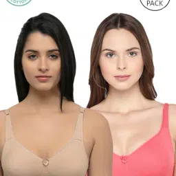 Inner Sense Pink & Beige Full Coverage Bra - Pack of 2-image-73
