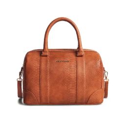 Gauge Machine Tan Textured Bowling Handbag Bag-16