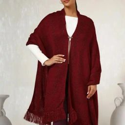 Soch Red Plain Shawl-24