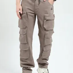 Rock.It Grey Cotton Straight Fit Cargos-image-34