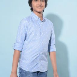 Crimsoune Club Kids Blue Printed Full Sleeves Shirt-image-17