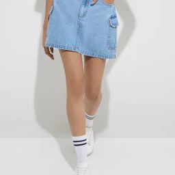 Nuon by Westside Light Blue High-Rise Denim Skirt-image-95
