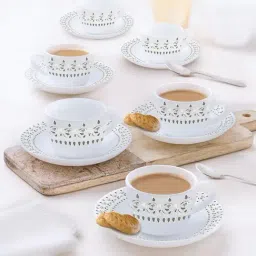 Larah by Borosil Multicolor Ceramic Opalware Cup and Saucer Set of 12 220ml-picture-8