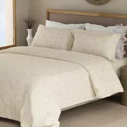 Boutique Living Cottage Garden Cream & Blue Cotton Floral 300 TC King Bedsheet with 2 Pillow Covers-image-57