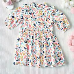 Bella Moda Girls Multicolor Cotton Printed Dress-image-23