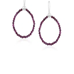 Nirvana 925 Sterling Silver Rhodium Plated Faux Ruby Beaded Circular Shaped Drop Earrings image 3