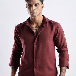 NEVER NEUD Men Milange Linen Look Regular Slim Fit Casual Shirt-image-52