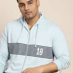 Sztori Men Plus Size Striped Hooded Sweatshirt-image-41