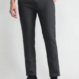 Arrow Grey Slim Fit Texture Trousers-image-53
