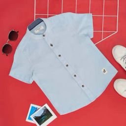 Pantaloons Junior Crystal Blue Cotton Regular Fit Shirt-image-120