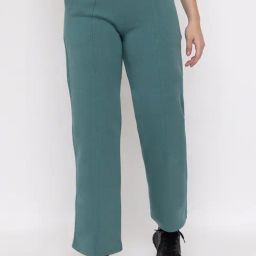 FEMEA Green Fleece Solid Trackpants-image-125