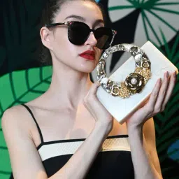 Odette Off White Embellished Clutch-image-47