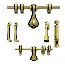 Jasvik Door Aldrop Lock Kit Aluminium Free Size Antique Brass Finish Gold 10 cm Length for Home & Office Use, DK-NIKON-01-image-44