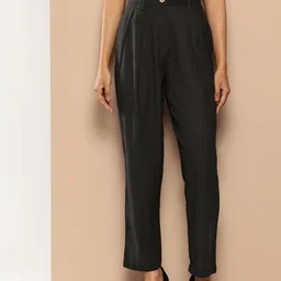 Chemistry Women Cotton Linen High-Rise Pleated Trousers-picture-36