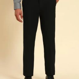 Cantabil Black Regular Fit Self Design Formal Trousers-image-14