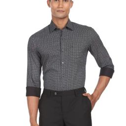 Arrow Anthra Cotton Slim Fit Printed Shirt-image-46