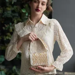 Odette Off white Embellished Clutch-image-46
