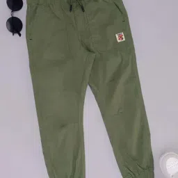 Pantaloons Junior Boys Burnt Olive Cotton Solid Track Bottoms & Joggers-picture-24