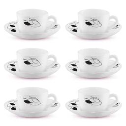 Larah by Borosil Multicolor Ceramic Opalware Cup and Saucer Set of 12 140ml-28