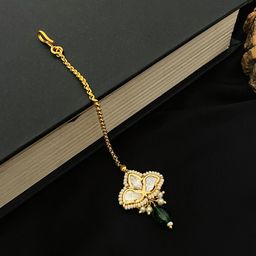 Anouk Gold-Plated Artificial Stones Studded & Beaded Maang Tikka-picture-15