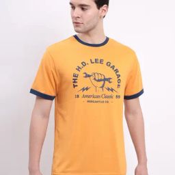 Lee Orange Comfort Fit Graphic Print Cotton Crew T-Shirt-picture-13
