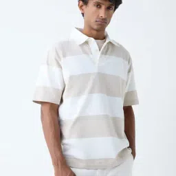 WES Casuals by Westside Beige Relaxed-Fit Cotton-Blend Polo T-Shirt-picture-26