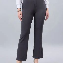 Style Quotient Grey Polyester Flared Fit Trousers-image-30