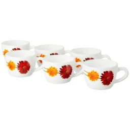 Larah by Borosil Multicolor Ceramic Opalware Tea Cup - Set of 6 140ml-23