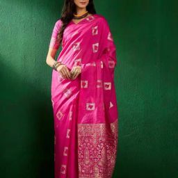 MAHALASA Pink Printed Saree With Unstitched Blouse-picture-9