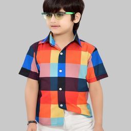 Club96 Boys Standard Fit Checked Spread Collar Cotton Casual Shirt-21