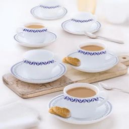 Larah by Borosil Multicolor Ceramic Opalware Cup and Saucer Set of 12 220ml-14
