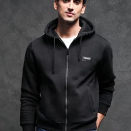 Rare Rabbit Black Regular Fit Solid Sweatshirt-37