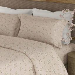 Boutique Living Cottage Garden Purple Cotton Floral 300 TC King Flat Bedsheet with 2 Pillow Covers-picture-13