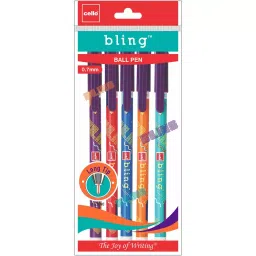 Cello Bling Ball Pen Cap Closure Type Black Ink, 8907234014075 (Pack of 5)-22