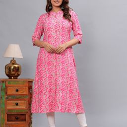 HERE&NOW Floral Printed Mandarin Collar A-Line Kurta-picture-35